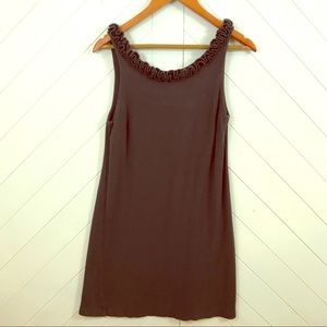 Grey jersey ruffle J. Crew dress.